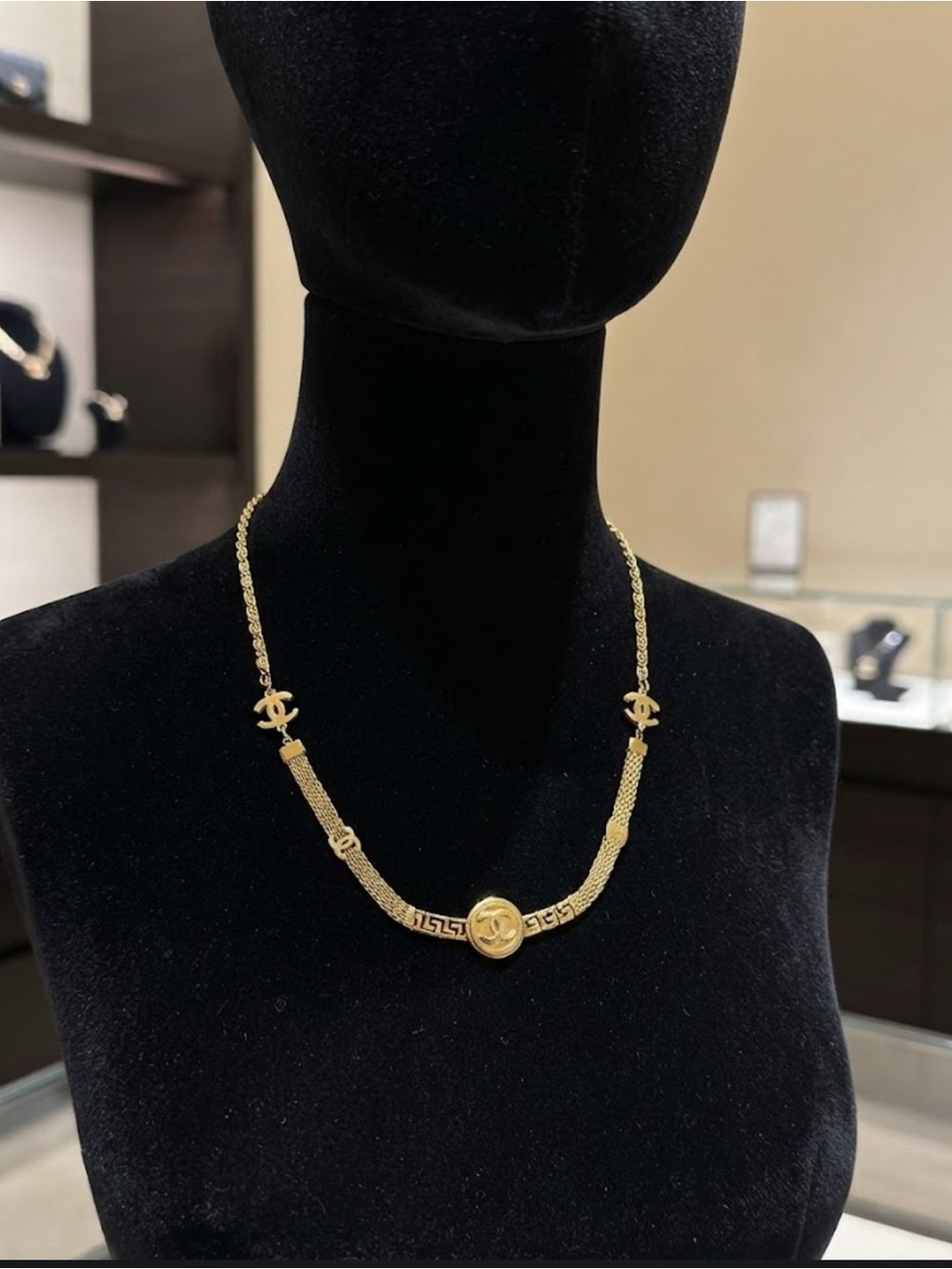 Brand New Stainless Steal Gold CC Medallion Chain Necklace